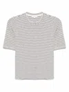 Vince Striped Elbow Slv Crew In Owc