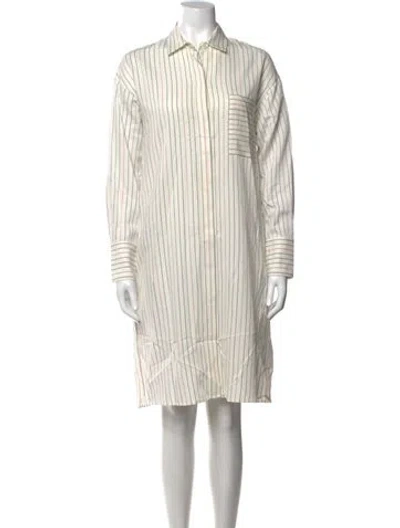 Pre-owned Vince Striped Knee-length Dress In Neutrals
