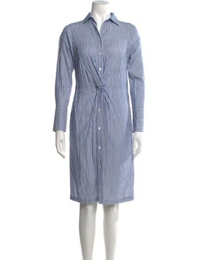 Pre-owned Vince Striped Knee-length Dress W/ Tags In Blue/white
