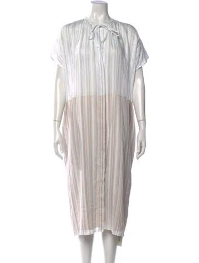 Pre-owned Vince Striped Knee-length Dress W/ Tags In White