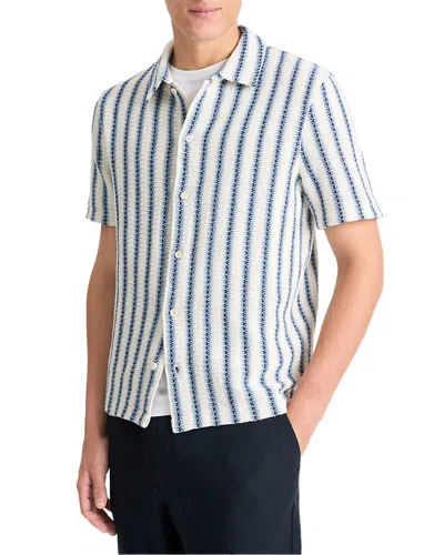 VINCE STRIPED KNIT BUTTON DOWN SHIRT