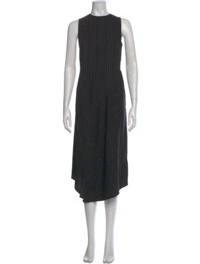 Pre-owned Vince Striped Long Dress In Black