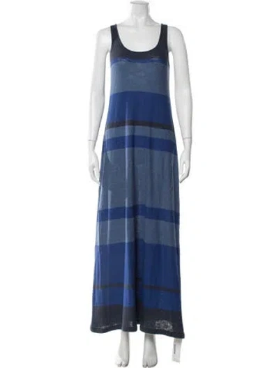 Pre-owned Vince Striped Long Dress In Black