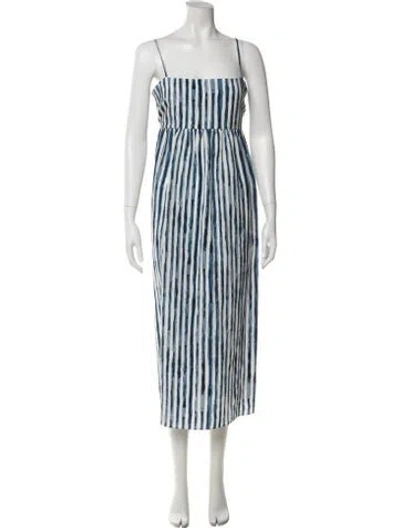 Pre-owned Vince Striped Long Dress In Blue