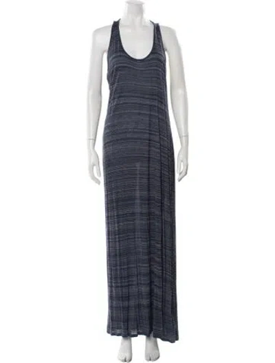 Pre-owned Vince Striped Long Dress In Blue