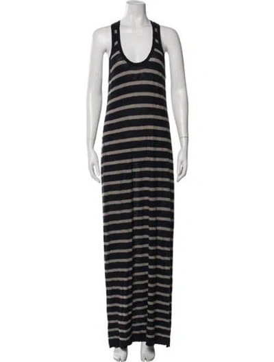 Pre-owned Vince Striped Long Dress In Blue