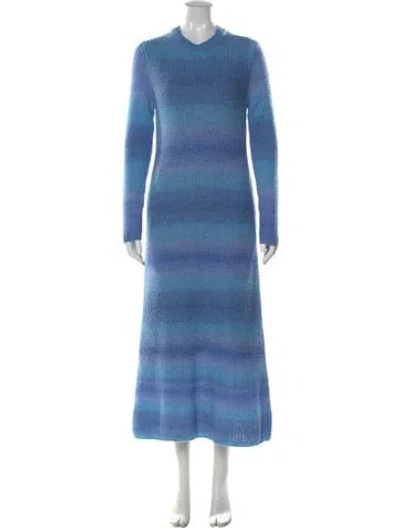 Pre-owned Vince Striped Long Dress In Blue