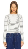 Vince Striped Long Sleeve Crewneck Top In 黑色拼接