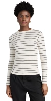 Vince Striped Long Sleeve Crewneck Top In Black Combo