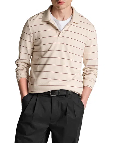 Vince Striped Long Sleeve Polo In Neutral