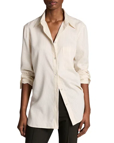 Vince Striped Long Sleeve Shirt In White