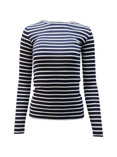 Pre-owned Vince Striped Long-sleeve Top In Blue