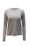 Vince Striped Long-sleeve Top In White Cotton In White