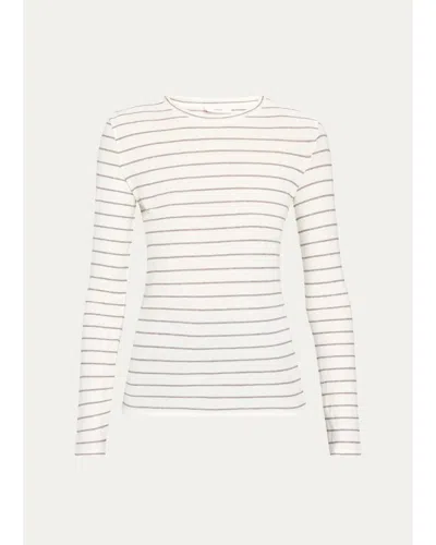 Vince Striped Long-sleeve Cotton T-shirt In White