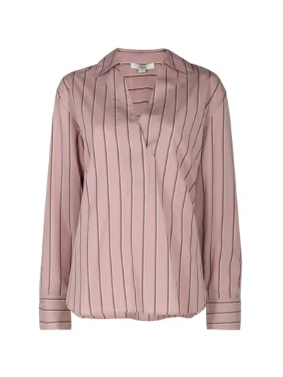Vince Striped Long-sleeve Shirt In Pink