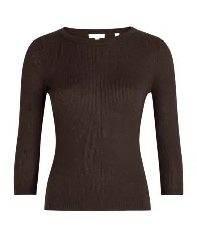 Vince Striped Long-sleeve Top In Brown