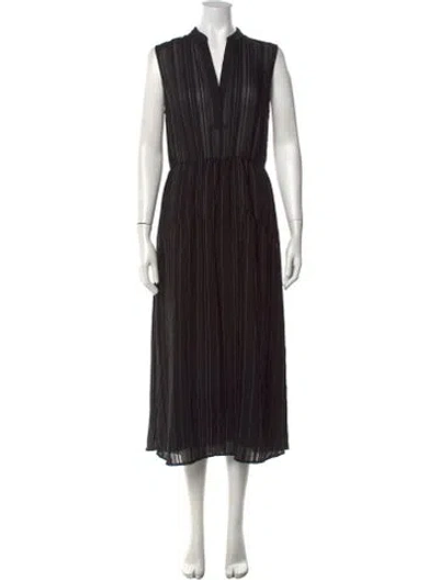 Pre-owned Vince Striped Midi Length Dress In Black