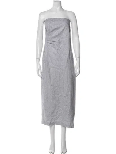 Pre-owned Vince Striped Midi Length Dress In Grey