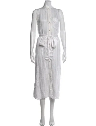 Pre-owned Vince Striped Midi Length Dress In White