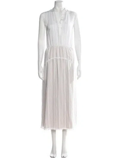 Pre-owned Vince Striped Midi Length Dress In White