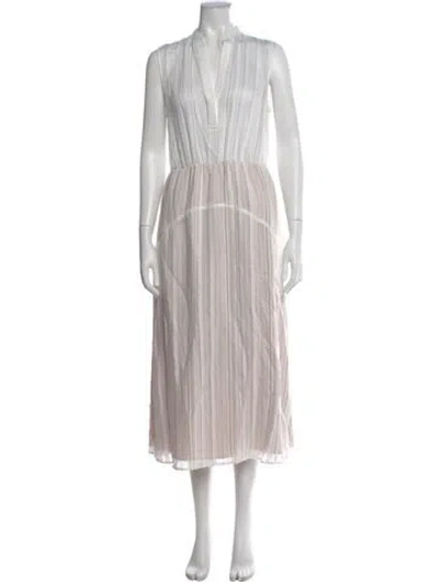 Pre-owned Vince Striped Midi Length Dress In White