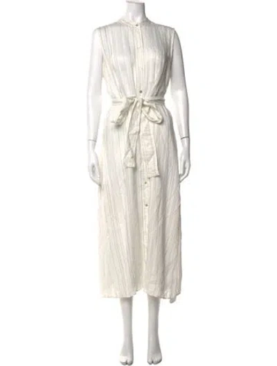 Pre-owned Vince Striped Midi Length Dress In White