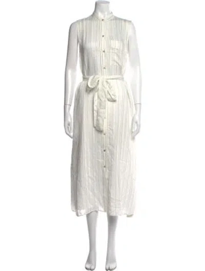 Pre-owned Vince Striped Midi Length Dress In White