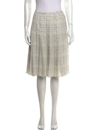 Pre-owned Vince Striped Midi Length Skirt In White