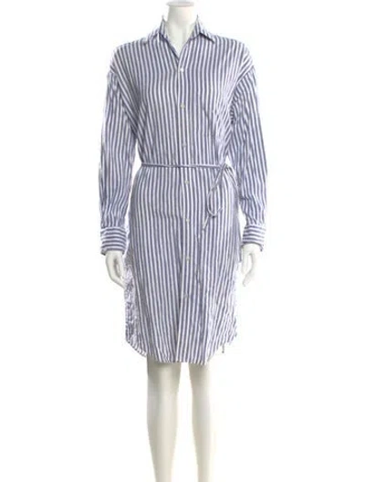 Pre-owned Vince Striped Mini Dress In Blue