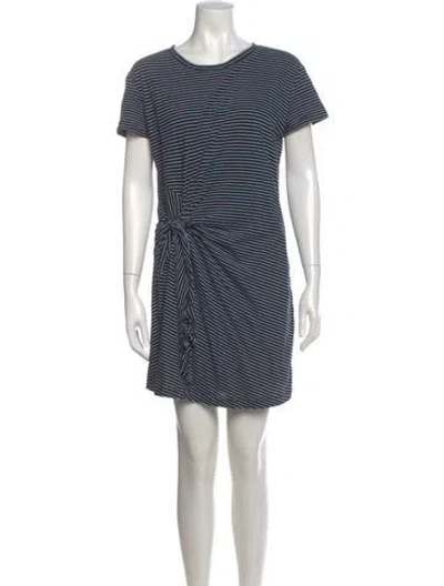 Pre-owned Vince Striped Mini Dress In Blue