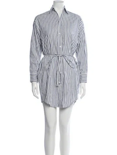 Pre-owned Vince Striped Mini Dress In Blue