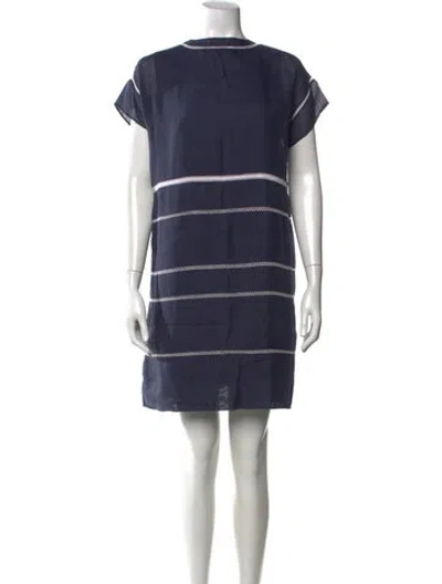Pre-owned Vince Striped Mini Dress In Blue