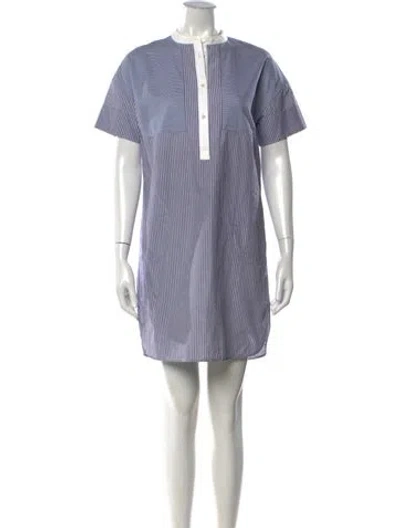 Pre-owned Vince Striped Mini Dress In Blue