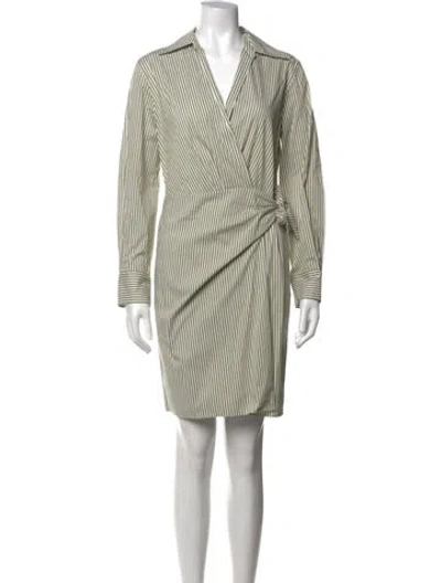 Pre-owned Vince Striped Mini Dress In Green