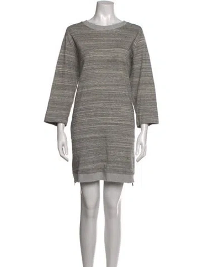 Pre-owned Vince Striped Mini Dress In Grey