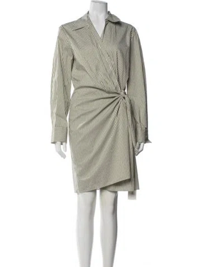 Pre-owned Vince Striped Mini Dress W/ Tags In Green
