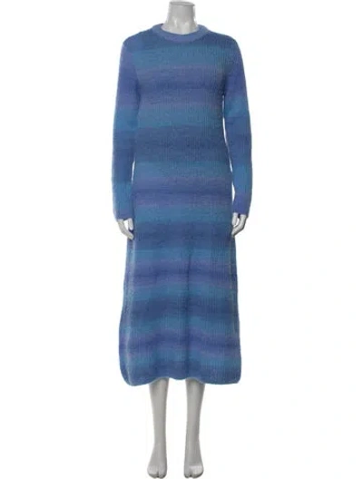 Pre-owned Vince Striped Mock Neck Sweater In Blue