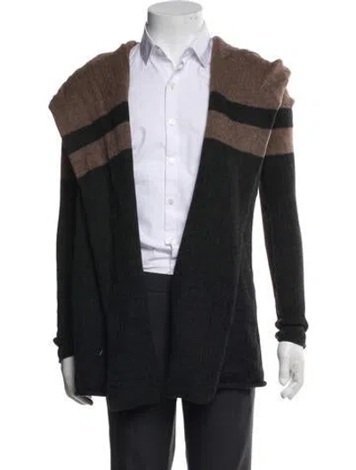 Pre-owned Vince Striped Open Front Cardigan In Black