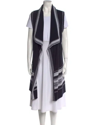 Pre-owned Vince Striped Open Front Sweater In Black