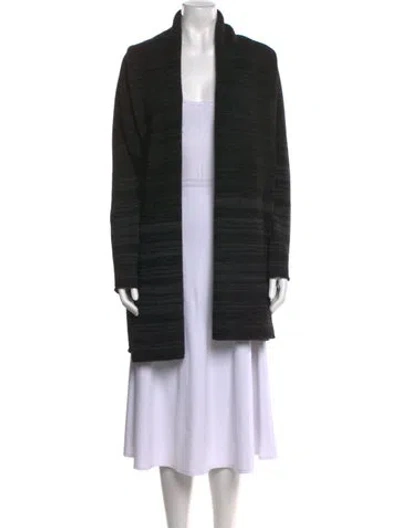 Pre-owned Vince Striped Open Front Sweater In Black