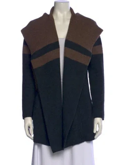 Pre-owned Vince Striped Open Front Sweater In Blue