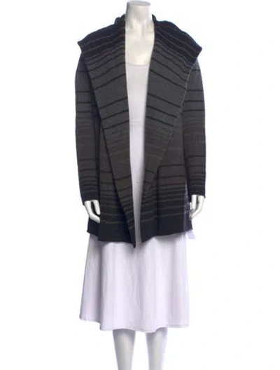 Pre-owned Vince Striped Open Front Sweater In Gray
