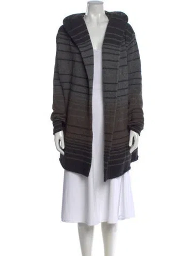Pre-owned Vince Striped Open Front Sweater In Gray