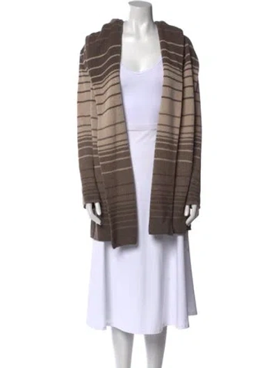Pre-owned Vince Striped Open Front Sweater In Neutral