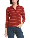 Vince Striped Pique Polo Shirt In Brown
