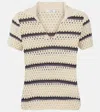 Vince Macrame Stripe Henley In Off White Combo In Beige