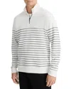 Vince Stripe Sueded Quarter-zip Top In Neutral