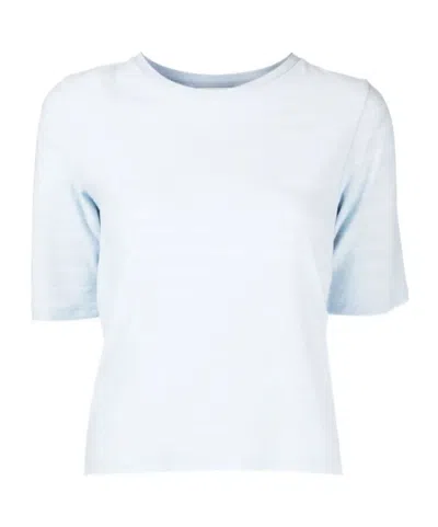 Vince Striped Relaxed Elbow Sleeved T-shirt In White