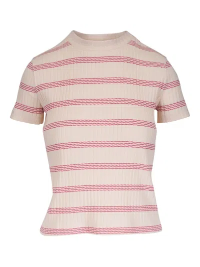VINCE STRIPED RIBBED T-SHIRT