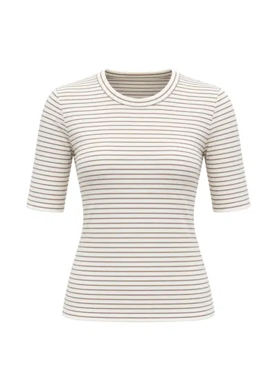 Vince Striped Ribbed T-shirt In Neutral